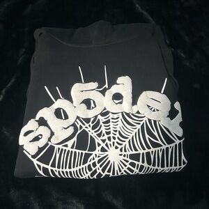 Black Hoodie with White Spider Web Design